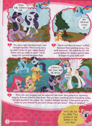 Size: 743x1023 | Tagged: safe, applejack, fluttershy, pinkie pie, princess celestia, rainbow dash, rarity, spike, twilight sparkle, alicorn, dragon, earth pony, pegasus, pony, unicorn, comic, german comic, official, official content, rain, rain go away!, sparkle world, twilight is a lion