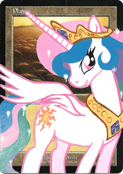 Size: 569x800 | Tagged: safe, artist:feather, princess celestia, alicorn, pony, magic the gathering, princess, solo