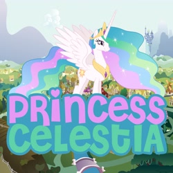 Size: 5000x5000 | Tagged: safe, artist:1nsp1r, princess celestia, alicorn, pony, absurd resolution, canterlot, giant pony, macro, ponyville, solo