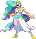 Size: 122x131 | Tagged: safe, artist:hiivolt-07, princess celestia, humanized, pixel art, simple background, sprite, street fighter, street fighter 3, style emulation, transparent background