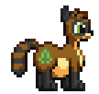 Size: 144x136 | Tagged: safe, artist:kelvin shadewing, oc, oc only, oc:nagareru katachi, hybrid, original species, tanooki, adorafatty, chubby, fat, female, mare, pixel art, ponuki, simple background, sprite, tanuki pony, transparent background