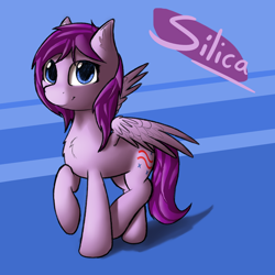 Size: 6400x6400 | Tagged: safe, artist:ampderg, oc, oc only, oc:silica tetrahedron, pegasus, pony, abstract background, absurd resolution, chest fluff, cute, ear fluff, happy, looking at you, raised hoof, solo, wing fluff