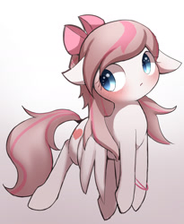 Size: 1367x1668 | Tagged: safe, artist:ccc, angel wings, pegasus, pony, blushing, cute, female, floppy ears, flying, gradient background, mare, pixiv, solo