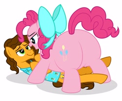 Size: 3975x3300 | Tagged: safe, artist:aleximusprime, cheese sandwich, pinkie pie, earth pony, pony, flurry heart's story, balloonbutt, butt, cheesepie, digital art, fat, female, male, pudgy pie, shipping, simple background, straight, white background