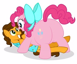 Size: 3975x3300 | Tagged: safe, artist:aleximusprime, cheese sandwich, pinkie pie, earth pony, pony, flurry heart's story, balloonbutt, bow, butt, cheesepie, digital art, fat, female, hair bow, male, plot, pudgy pie, shipping, straight