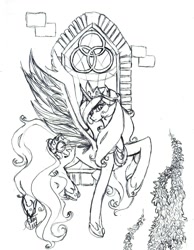 Size: 1161x1500 | Tagged: safe, artist:weileash, princess celestia, alicorn, pony, female, lineart, sketch