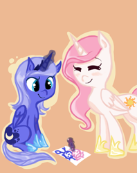 Size: 1227x1551 | Tagged: safe, artist:madammarmalade, princess celestia, princess luna, alicorn, pony, filly, foal