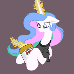 Size: 1002x1002 | Tagged: safe, artist:joey darkmeat, artist:theshadowdude1031, princess celestia, alicorn, pony, clothes, comfort eating, crying, depressedia, ice cream, sherbert, sherbet, short-sleeved sweater, solo, sweater