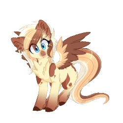 Size: 750x750 | Tagged: safe, artist:pvrii, oc, oc only, oc:heavenly hazelnut, pegasus, pony, animated, blinking, blue eyes, female, flapping, gif, looking at you, mare, simple background, solo, transparent background