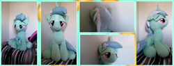 Size: 7000x2662 | Tagged: safe, artist:joltage, lyra heartstrings, absurd resolution, bed, bedroom eyes, irl, life size, photo, plushie