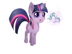 Size: 3200x2400 | Tagged: safe, artist:tomat-in-cup, princess celestia, twilight sparkle, unicorn twilight, alicorn, pony, unicorn, blob, blushing, chubbie, female, glowing horn, high res, horn, magic, mare, open mouth, plushie, simple background, smiling, telekinesis, transparent background