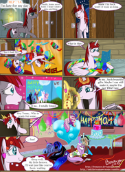 Size: 1600x2200 | Tagged: safe, artist:bonaxor, discord, nightmare moon, princess cadance, princess celestia, princess luna, oc, oc:dream, oc:fausticorn, alicorn, pony, comic, lauren faust, mother's day, team awesome