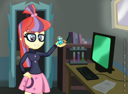 Size: 1620x1200 | Tagged: safe, artist:aj0joe, moondancer, oc, oc:madison quick, pony, equestria girls, equestria girls-ified, micro, tiny ponies