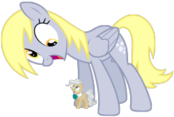 Size: 10000x6700 | Tagged: safe, artist:mpnoir, derpy hooves, mayor mare, earth pony, pegasus, pony, do princesses dream of magic sheep, .svg available, absurd resolution, derpysaur, female, giant derpy hooves, giant pony, macro, mare, simple background, size difference, transparent background, vector