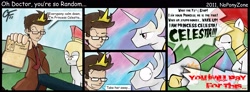 Size: 2997x1100 | Tagged: safe, artist:noponyzone, princess celestia, alicorn, pony, comic, doctor who, psychic paper, royal guard, tenth doctor