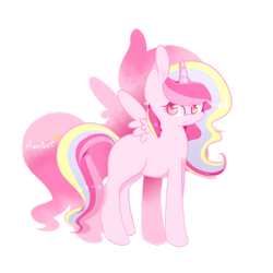 Size: 600x600 | Tagged: safe, artist:hashee, oc, oc only, oc:aurelia charm, alicorn, pony, alicorn oc, cute, pastel, solo