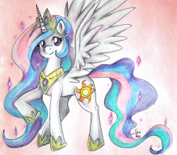 Size: 800x697 | Tagged: safe, artist:lisiu, princess celestia, alicorn, pony, female, mare, solo, traditional art