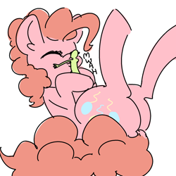 Size: 1500x1500 | Tagged: safe, artist:nobody, pinkie pie, oc, oc:anon, human, pony, giant pony, giantess, kissing, macro