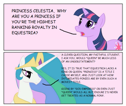 Size: 667x560 | Tagged: safe, princess celestia, twilight sparkle, alicorn, pony, unicorn, duo, duo female, female, headcanon, mare