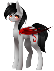 Size: 1024x1349 | Tagged: safe, artist:itsizzybel, oc, oc only, oc:scarlet spectrum, bat pony, pony, art trade, blushing, female, looking at you, mare, simple background, smiling, solo, tongue out, transparent background