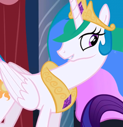 Size: 700x720 | Tagged: safe, screencap, princess celestia, rarity, alicorn, pony, unicorn, sweet and elite, trollestia