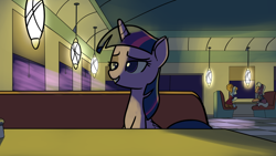 Size: 1280x720 | Tagged: safe, artist:neuro, beaude mane, joan pommelway, twilight sparkle, twilight sparkle (alicorn), alicorn, pony, the saddle row review, dim, lighting, scene interpretation, shading, shadow