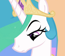 Size: 500x434 | Tagged: safe, screencap, princess celestia, alicorn, pony, lesson zero, celestia is not amused, cropped, female, mare, raised eyebrow, unamused