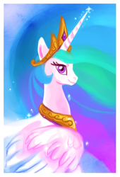 Size: 640x940 | Tagged: safe, artist:griffsnuff, princess celestia, alicorn, pony, crown, female, horn, mare, solo