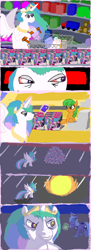 Size: 500x1375 | Tagged: safe, artist:bibliodragon, princess celestia, princess luna, alicorn, pony, comic, fire, pinklestia