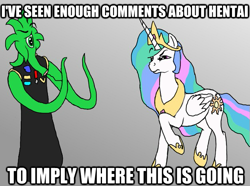 Size: 625x466 | Tagged: safe, princess celestia, alicorn, pony, admiral zex, image macro, star control, tentacles, very ugly xenoform, vux