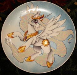 Size: 2066x2016 | Tagged: safe, artist:sandyschreiber, princess celestia, alicorn, pony, craft, high res, photo, plate