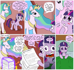 Size: 850x808 | Tagged: safe, artist:fadri, princess celestia, twilight sparkle, alicorn, pony, comic:and that's how equestria was made, comic