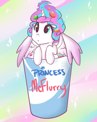 Size: 400x500 | Tagged: safe, artist:h0mi3, princess flurry heart, pony, cup of pony, cute, flurrybetes, food, ice cream, mcdonald's, mcflurry, micro, princess mcflurry, pun, solo, visual pun