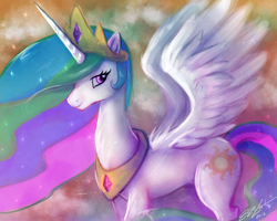 Size: 3000x2400 | Tagged: safe, artist:elizalento, princess celestia, alicorn, pony, female, high res, mare, smiling, solo