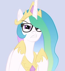 Size: 876x963 | Tagged: safe, artist:dark-tsubaki88, princess celestia, alicorn, pony, glasses, hipster, meme, reaction image, solo