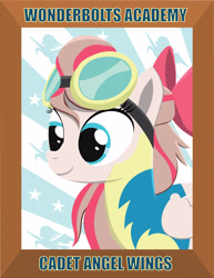 Size: 2550x3300 | Tagged: safe, artist:samoht-lion, angel wings, pegasus, pony, top bolt, bow, bust, clothes, female, goggles, hair bow, high res, lineless, mare, picture frame, portrait, smiling, solo, uniform, wings, wonderbolt trainee uniform