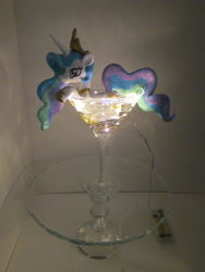 Size: 3456x4608 | Tagged: safe, artist:earthenpony, princess celestia, alicorn, pony, alcohol, craft, cup of pony, martini, micro, sculpture, solo, traditional art