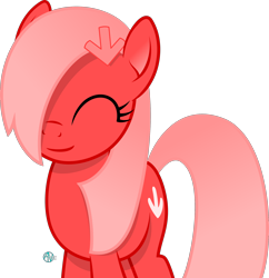 Size: 2100x2172 | Tagged: safe, artist:arifproject, oc, oc only, oc:downvote, pony, cute, derpibooru, derpibooru ponified, downvote, eyes closed, hair over one eye, hairclip, meta, ponified, simple background, smiling, solo, transparent background, vector