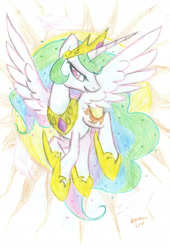 Size: 2028x2988 | Tagged: safe, artist:banami-luv, princess celestia, alicorn, pony, high res, solo, traditional art