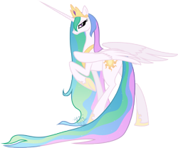 Size: 4885x4061 | Tagged: safe, artist:emeralddarkness, princess celestia, alicorn, pony, absurd resolution, looking back, raised hoof, simple background, transparent background, vector, wet mane