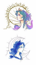 Size: 2117x3828 | Tagged: safe, artist:ladyamaltea, princess celestia, princess luna, high res, humanized