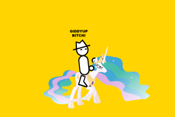 Size: 1500x1000 | Tagged: safe, artist:skiddlezizkewl, princess celestia, alicorn, pony, celestia is not amused, riding, vulgar, yahtzee, zero punctuation