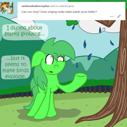 Size: 3000x3000 | Tagged: safe, artist:bigmackintosh, oc, oc only, oc:chic pea, shrek, solo, tree, tumblr