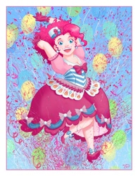 Size: 628x800 | Tagged: safe, artist:jadiekins, pinkie pie, chubby, clothes, dress, gala dress, humanized, solo