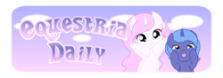 Size: 1000x350 | Tagged: safe, princess celestia, princess luna, alicorn, pony, equestria daily, tongue out, woona