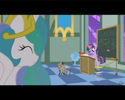 Size: 1280x1024 | Tagged: safe, artist:facelessjr, princess celestia, smarty pants, twilight sparkle, alicorn, pony, cute, cutelestia, fake screencap, filly, hub logo, i can't believe it's not hasbro studios, twiabetes