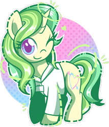 Size: 900x1049 | Tagged: safe, artist:xwhitedreamsx, oc, oc only, oc:dr. switch-a-roo, pony, unicorn, commission, cute, female, heart, looking at you, mare, ocbetes, one eye closed, simple background, solo, transparent background, wink