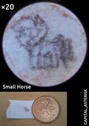 Size: 1754x2480 | Tagged: safe, artist:capital-asterisk, oc, oc only, oc:semantic airor, blurry, canada, coin, micro, microscope, microscopic, newbie artist training grounds, pencil drawing, penny, scale, smol, solo, traditional art