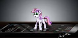 Size: 2887x1413 | Tagged: safe, artist:dkghost, sweetie belle, cute, micro, open mouth, phone, smartphone, solo