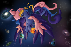 Size: 1200x800 | Tagged: safe, artist:zephrysdaemon, oc, oc only, oc:galaxia, alicorn, pony, alicorn oc, giant pony, macro, pony bigger than a planet